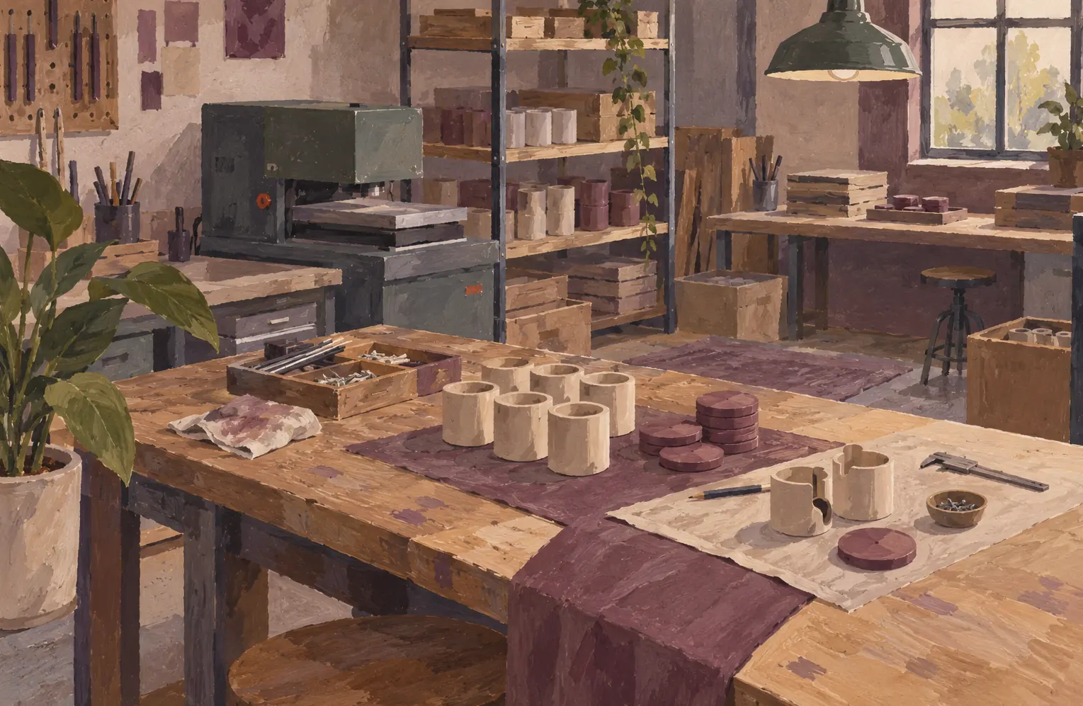 Illustration of manufacturing businesses and their working space